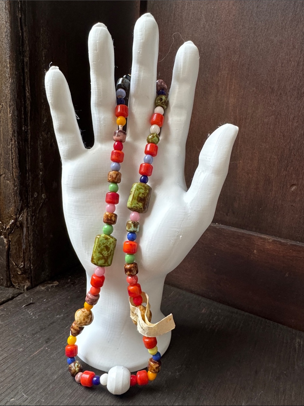 Vintage handmade Made in Czechoslovakia glass Multicolor Beaded Necklace - Boho